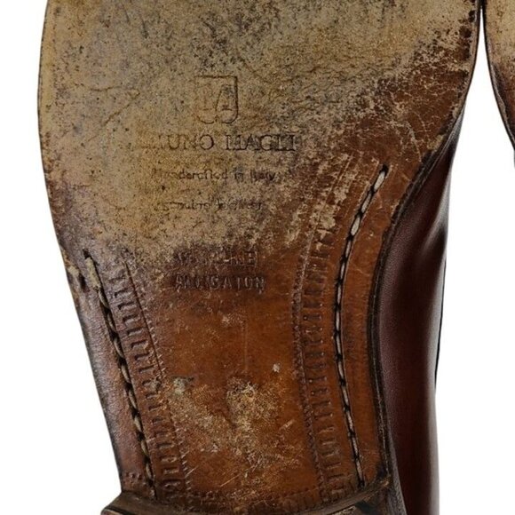 Exotic Bruno Magli Italy Brown Alligator Leather Oxfords Dress Shoes 10M Vintage - Picture 13 of 13